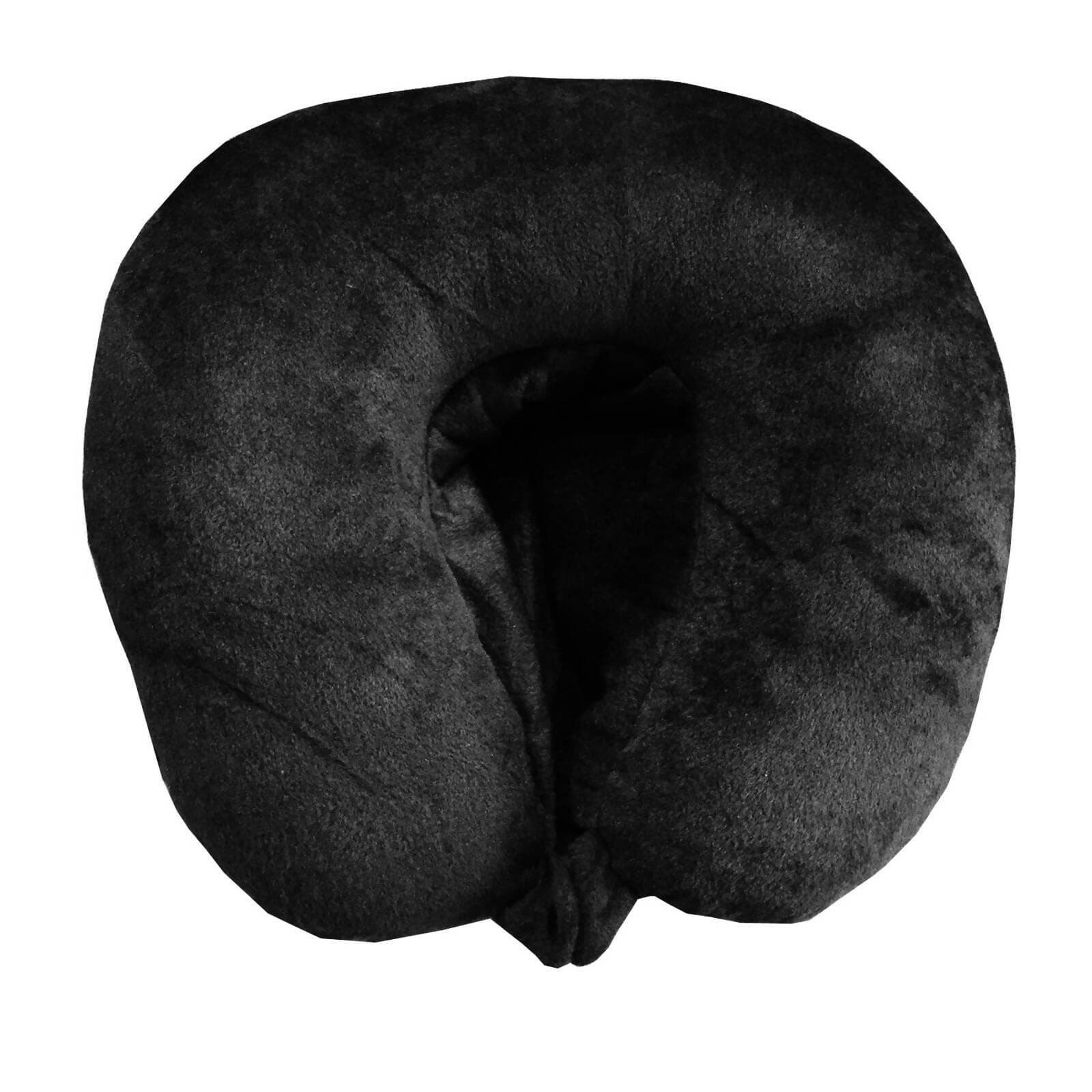 Lushomes neck pillow with hoodie, Black Travel Pillow with a Hoodie for Exceptional Comfort, neck pillow for travel, For Flights, for Train, for neck pain sleeping (14 x 14 inches, Singe pc) - HalfPe