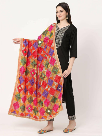 Phulkari Bagh Dupatta with Mirror Work - HalfPe