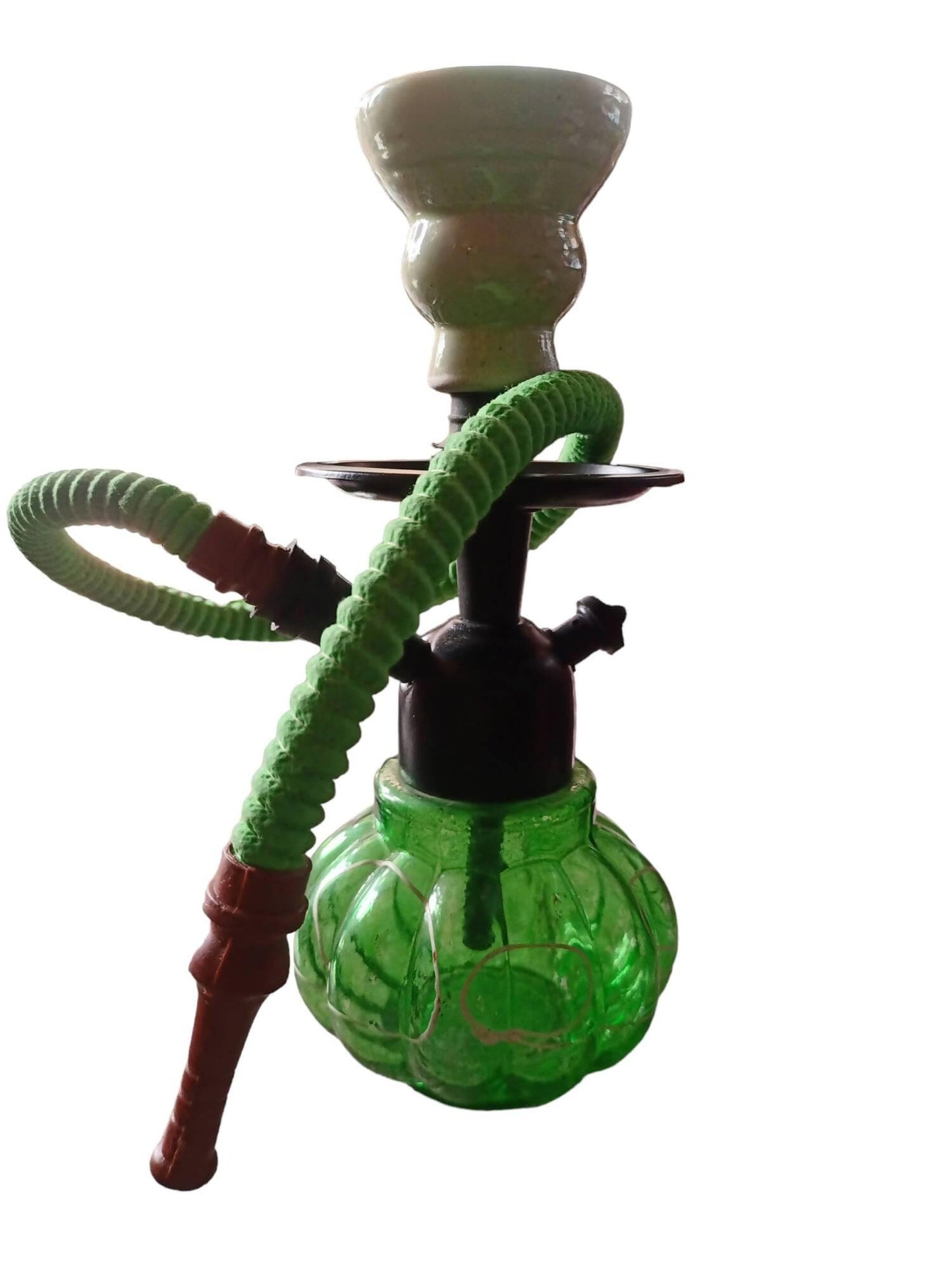 Decorative Showpiece of Kharbuza Pot Hookah (long pipe: 100cm, Green) - HalfPe