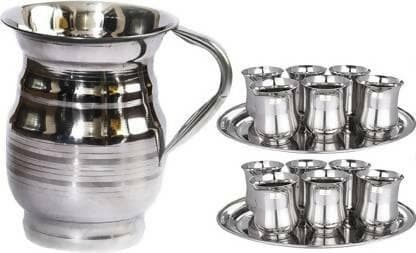 SHINI LIFESTYLE Stainless , Water Jug, juice glass, Steel glass Jug Glass Set - HalfPe