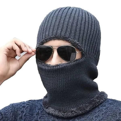 Men & Women's Knitted Woolen Balaclava Monkey Cap With Fur - HalfPe