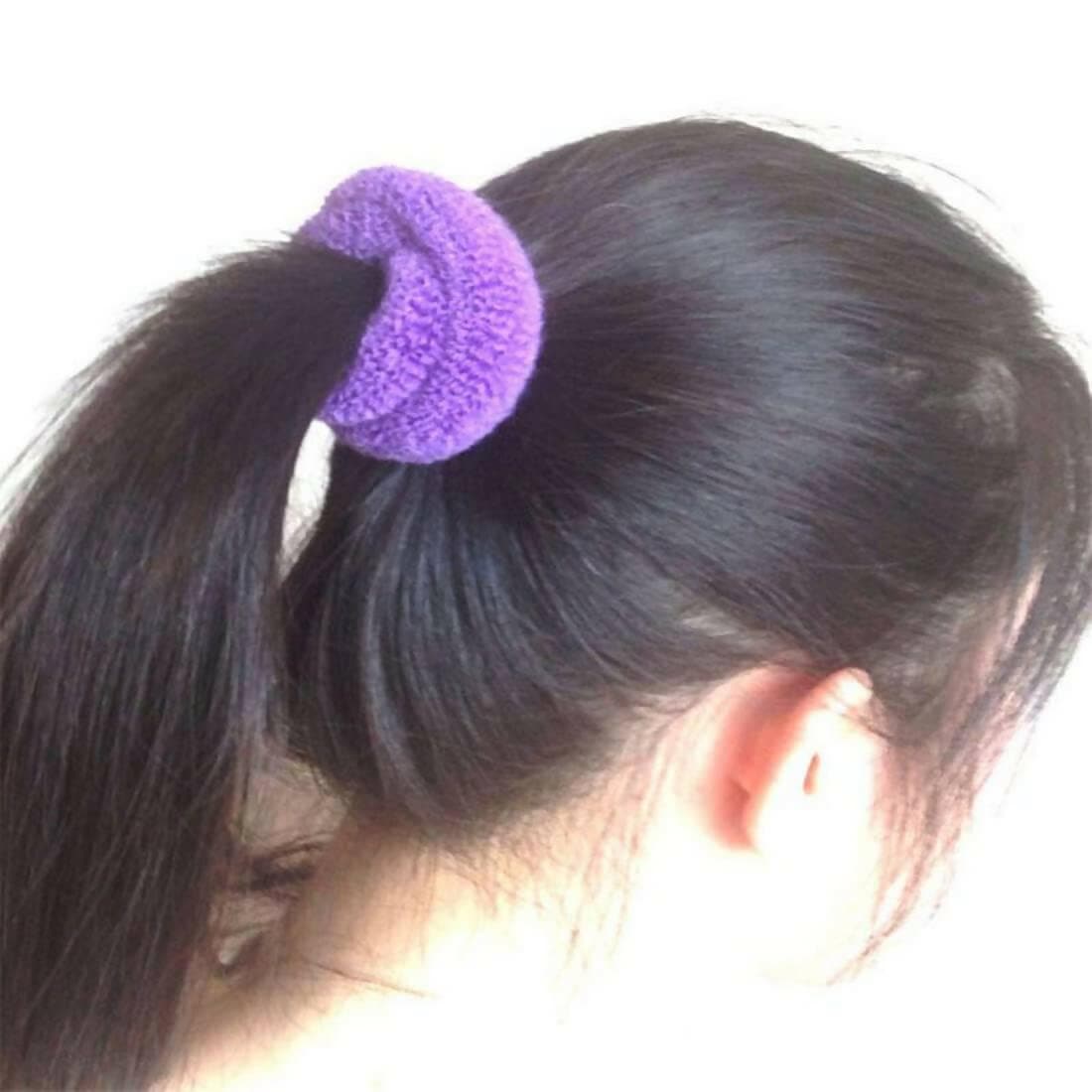 SENECIO 6 Pcs Multicolour Thick Cotton Wool Soft Bun Ponytail Holders For Women & Girls Rubber Band - HalfPe