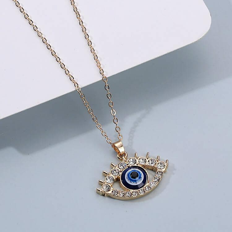 Pinapes Gold Plated Evil Eye Sea Green Pendant Necklace for Women’s & Girls (Golden eye) - HalfPe