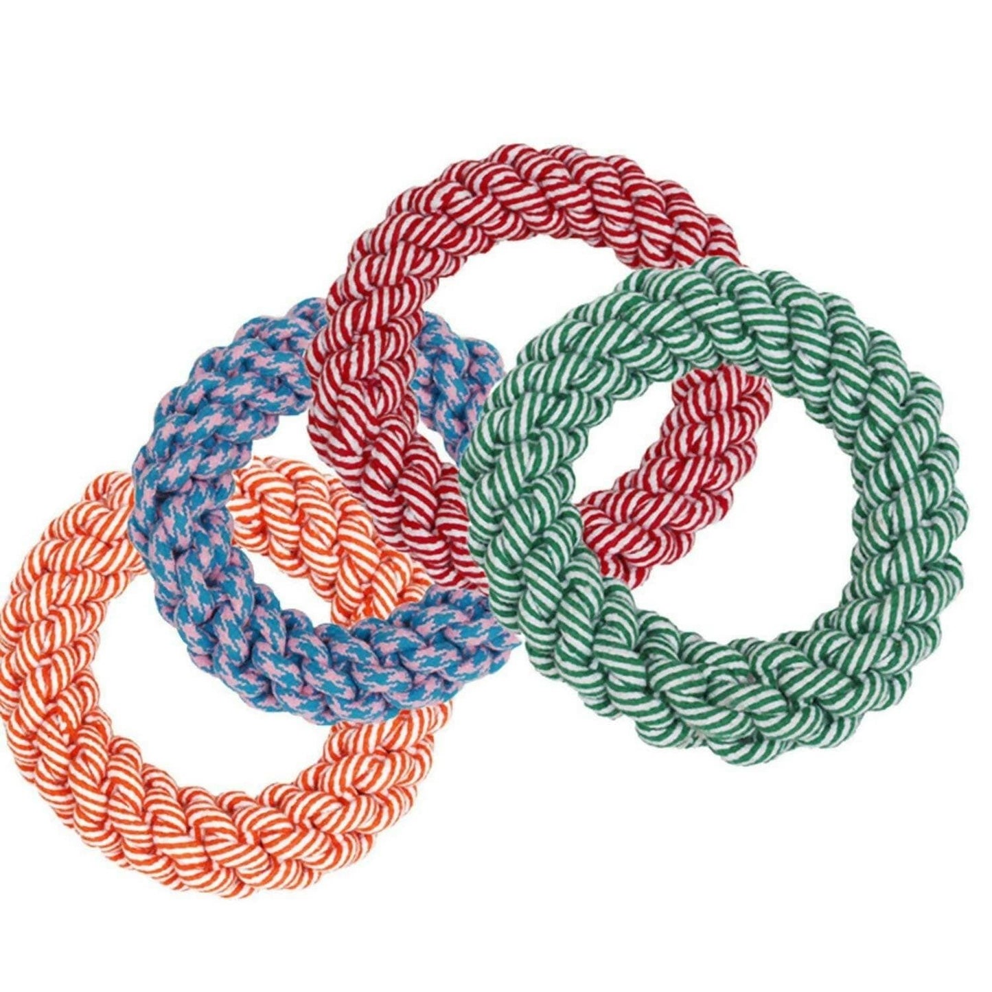 Petology Braided Cotton Ring Dog Chew Toy for Small and Medium Breeds (Red,Blue) - HalfPe