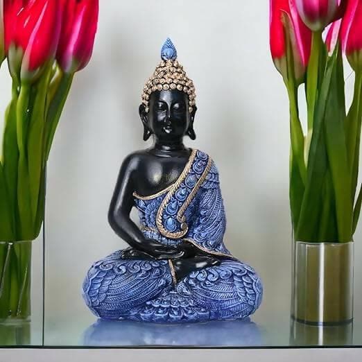 KariGhar Antique Meditating Buddha Statue Idol Perfect for Home | Prayer Room | Living Room | Decoration & Gifting (A0109 (11 in)) - HalfPe