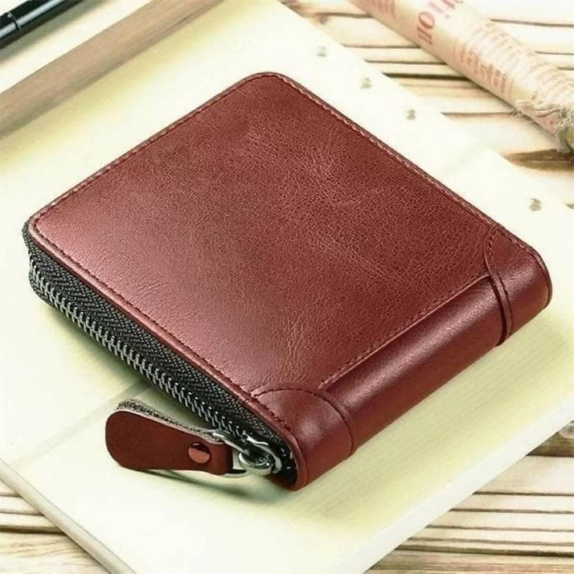 Men Casual Brown Genuine Leather Wallet - HalfPe