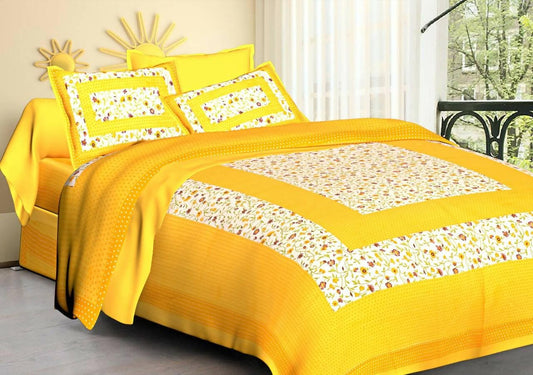 Jaipuri traditional queen size cotton bedsheet with (2) pillow coverLP83 - HalfPe