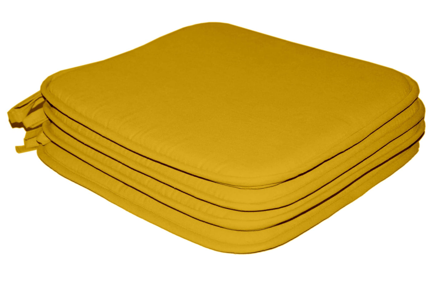 Lushomes Chair Pads set of 4, Yellow, Reversible, driver seat cushion for car, dining chair cushion, cushion for car, tie up cushions for chairs, (15x15 Inch, 1/2 Inch Foam Height, 4 Strings, 4 Pc) - HalfPe