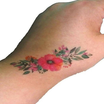 SENECIO Water Colourful Illusion Rose leaves Waterproof Temporary Body Tattoo - HalfPe