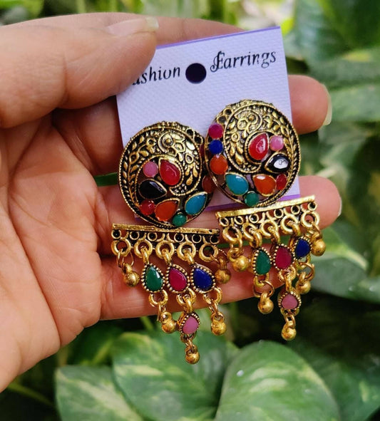 Pinapes Handcrafted Round Model Jhumka Earrings for a Stunning Look (Set of 2) - HalfPe