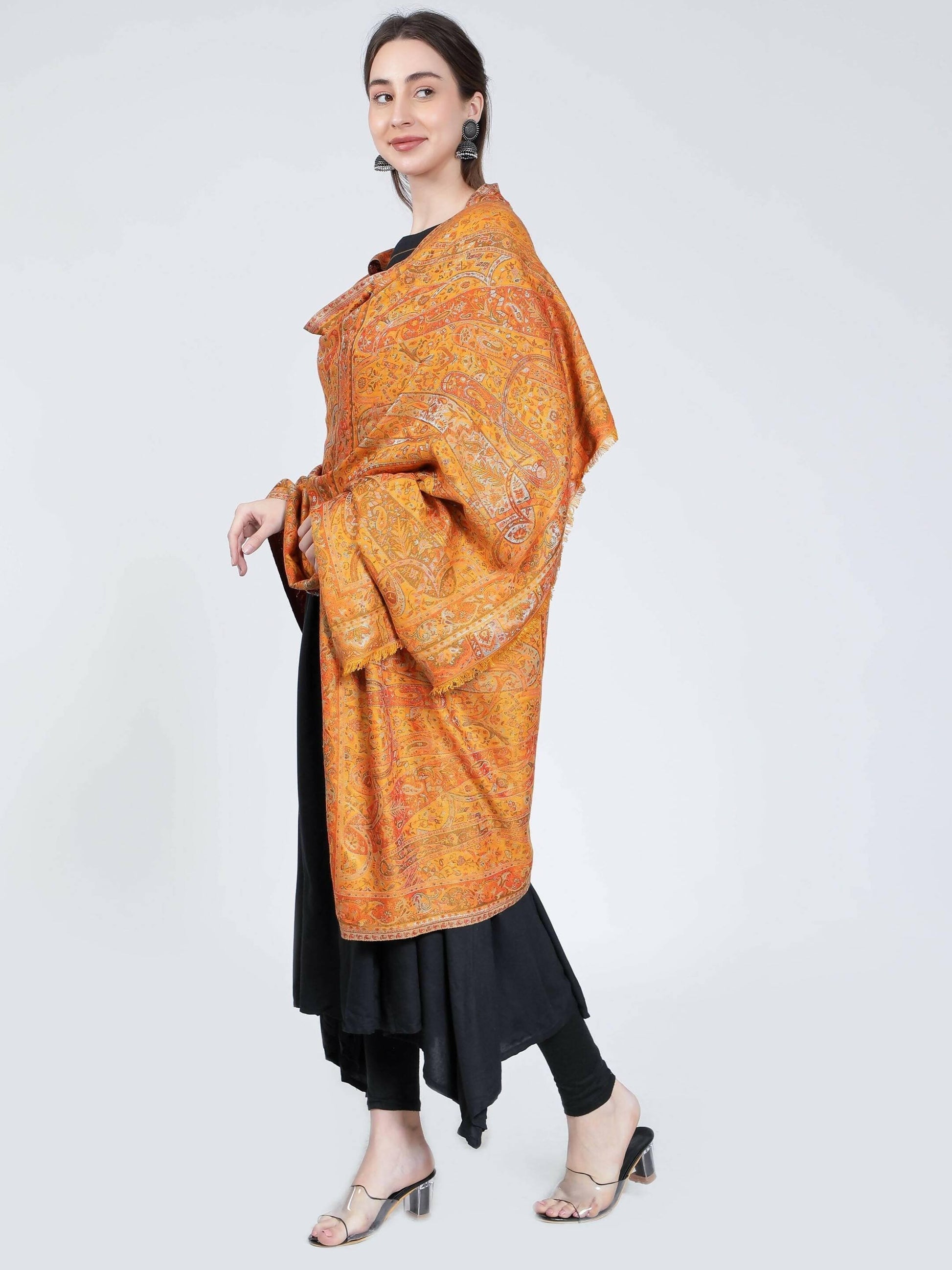 Mustard Modal Kani Shawl - 40 x 80 IN - HalfPe