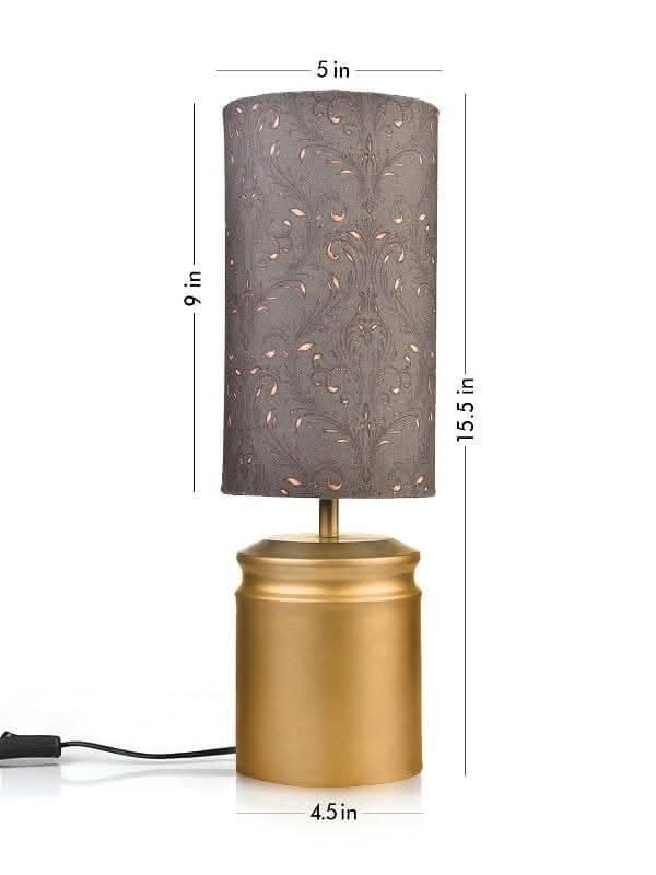 Metal Golden Table Lamp With Dark Forest Shade - HalfPe