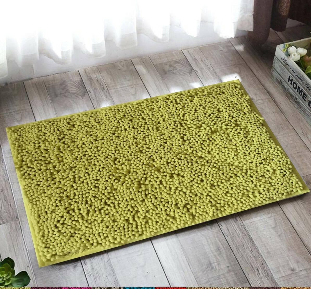 Lushomes Bathroom Mat, 2200 GSM Floor, bath mat Mat with High Pile Microfiber, anti skid mat for bathroom Floor, bath mat Non Slip Anti Slip, Premium Quality (12 x 18 Inch, Single Pc, Green) - HalfPe