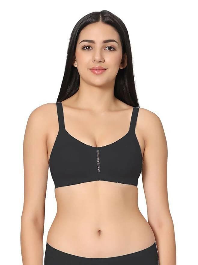 Non Padded Center Lace Bra (Black) - HalfPe