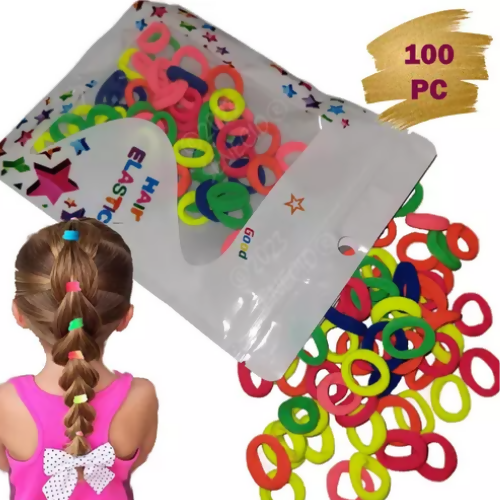 SENECIO 100Pc Pack Set Mini Small Rubber Bands Hair Ties Stretchable Ponytail Holders For Girls Kids Baby Girls & Women Braid - HalfPe