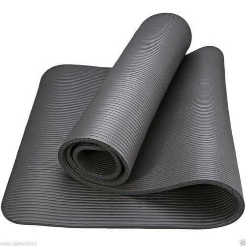 YOGPRO 15 MM NBR YOGA MAT Multi-use Thick Exercise Mat, and Camping. Includes Carrying Strap. Perfect for Men & Women (BLACK) - HalfPe