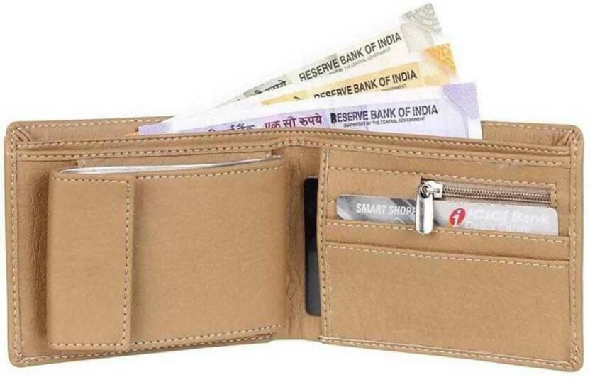 Men Casual Beige Artificial Leather Wallet - HalfPe