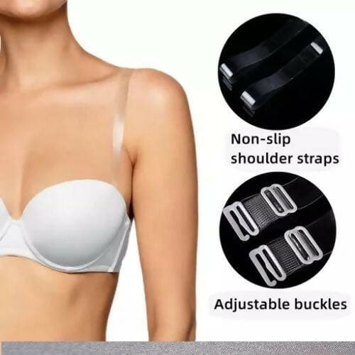 SENECIO Invisible Clear Non-Slip Transparent Shoulder Bra Straps (6 pairs) - HalfPe