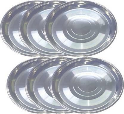 SHINI LIFESTYLE Stainless Steel Halwa Plates (Pack of 6) - HalfPe