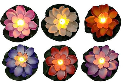 Lotus Flower Water Sensor Floating LED Smokeless Candles (Pack Of 6) - HalfPe