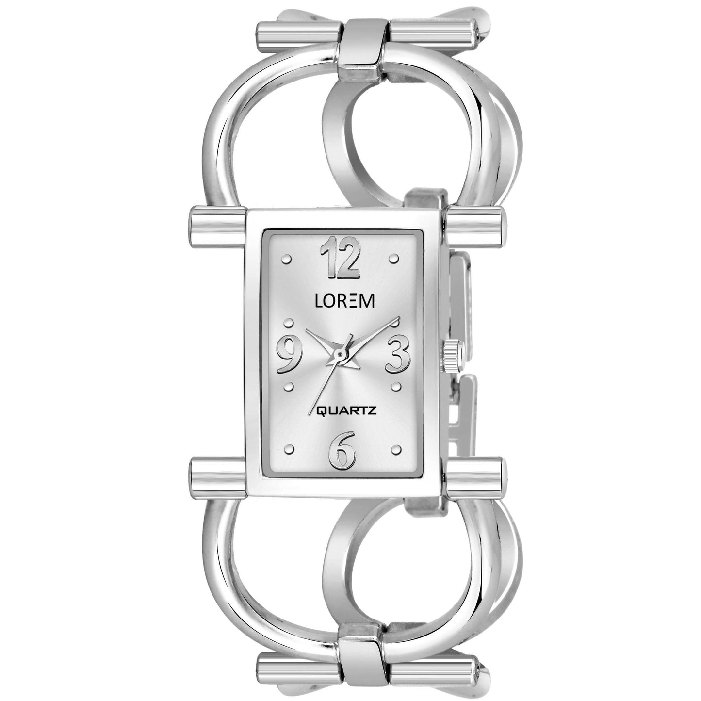 LOREM Silver Trending Square Braclet Analog Watch For Women LR297 - HalfPe