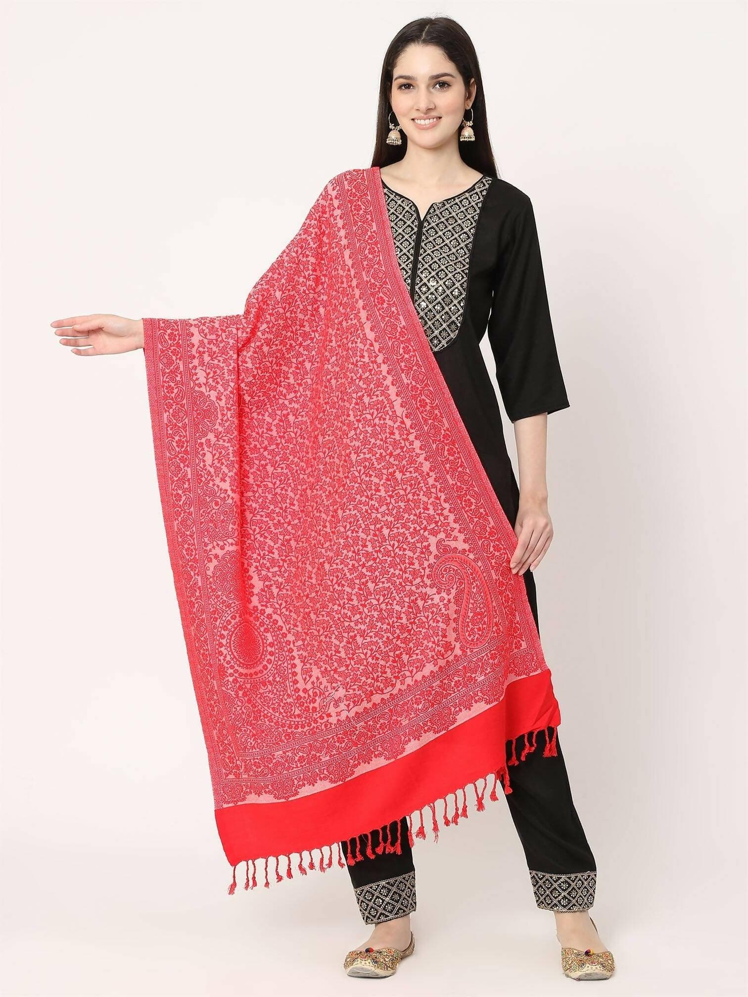 Red Paisley Pattern Viscose Stole for women - HalfPe