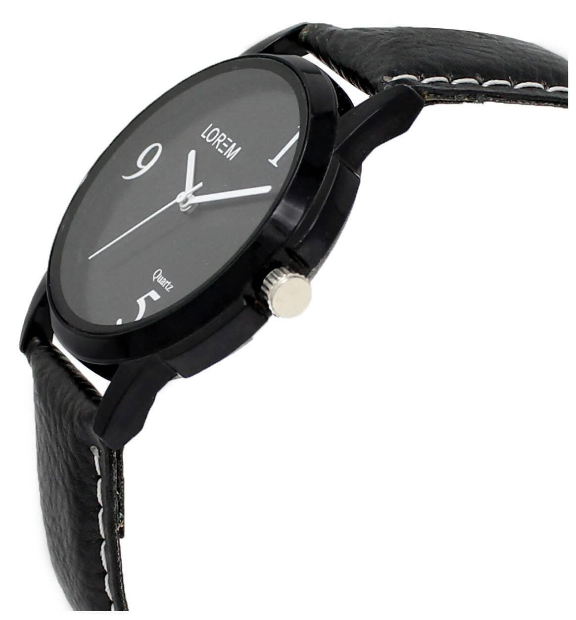 LOREM Black Glossy finish Analog Watch For Men LR06 - HalfPe