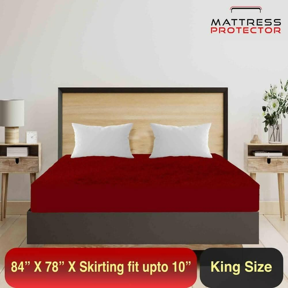 Mattress Protector Maroon Cover for King Size Bed (84 x 78 inch) - HalfPe