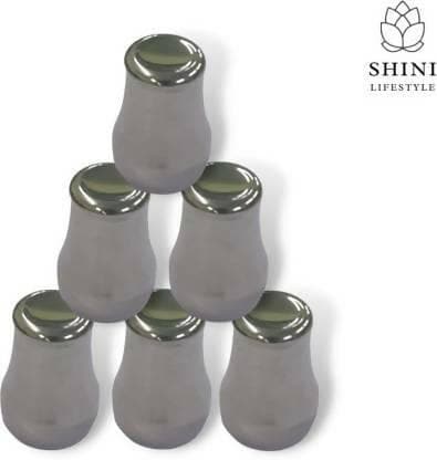 SHINI LIFESTYLE Stainless-Steel Designer Water/juice Glass set (350 ml, pack of 6) - HalfPe