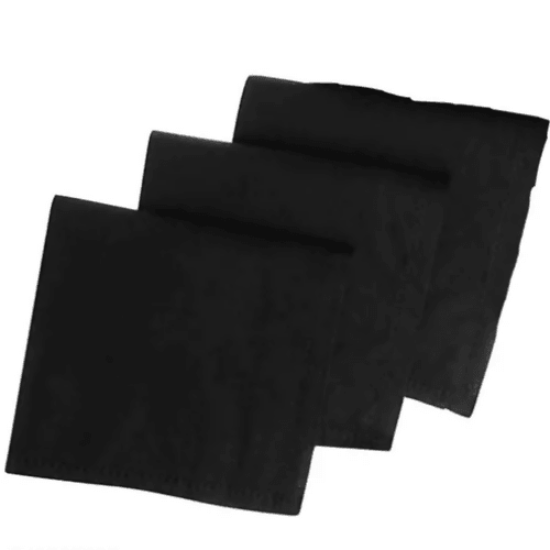 SENECIO 100% Cotton Solid Black Square Outdoor Sports Bandanas Handkies(3Pc) - HalfPe