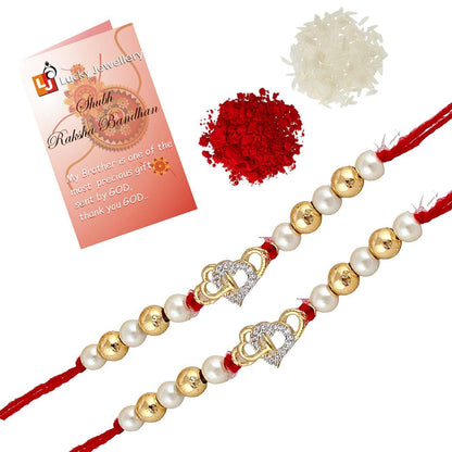 Designer Gold-Plated american diamond rakhi | LUCKY JEWELLERY - halfpeapp