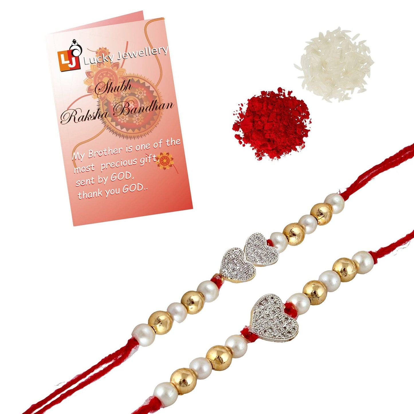 Designer Gold-Plated american diamond rakhi | LUCKY JEWELLERY - halfpeapp