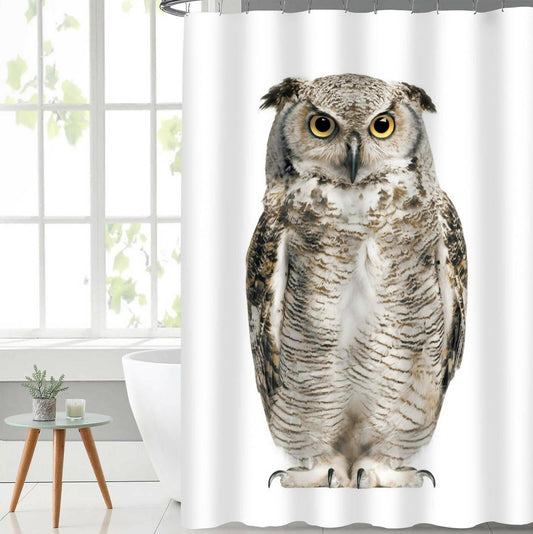 Lushomes shower curtain, Owl Printed Printed, Polyester waterproof 6x6.5 ft with hooks, non-PVC, Non-Plastic, For Washroom, Balcony for Rain, 12 eyelet & 12 Hooks (6 ft W x 6.5 Ft ) - HalfPe