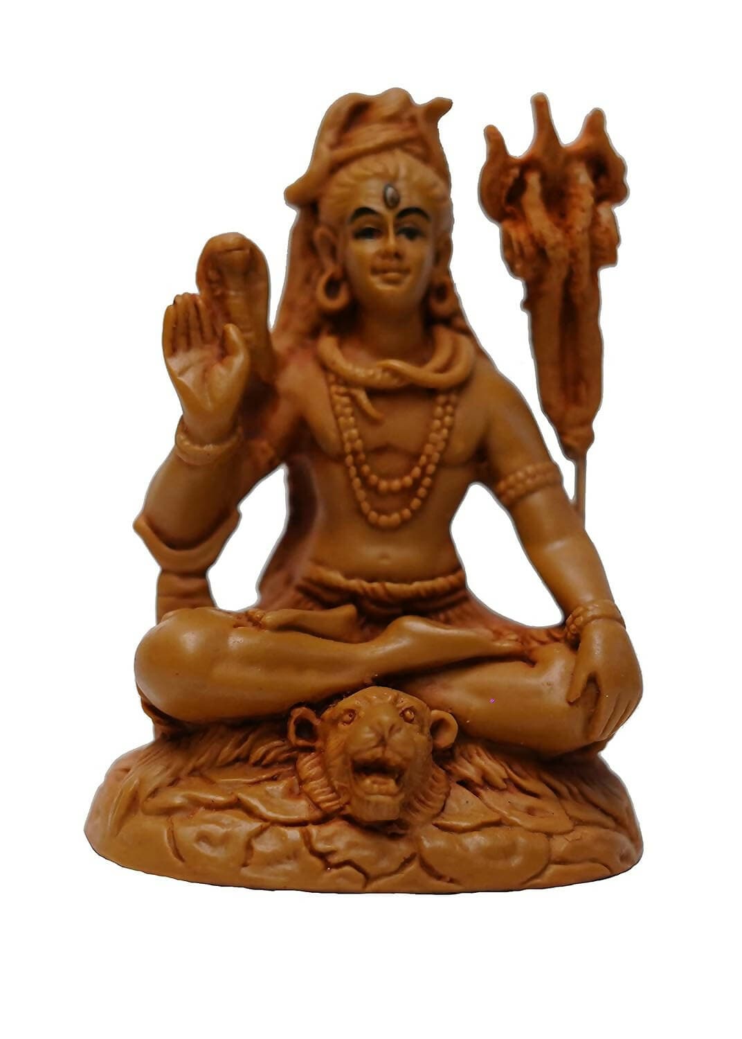 KariGhar Polyresin shiv Ji Idol For Puja Ghar (Brown, 2.25 x 2.75 x 4.5 Inch) - HalfPe