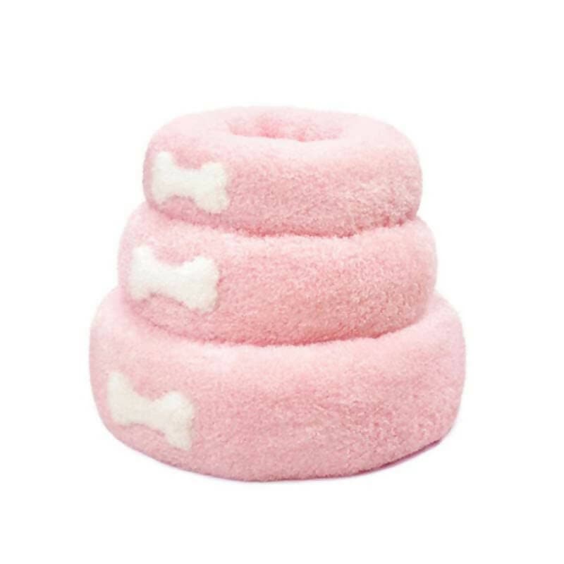 PetGains PGT Round Shaped Plush Cat & Dog Bolster Bed (Medium) - HalfPe