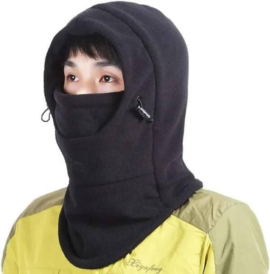 Solid Balaclava Hood Hat Thermal Fleece Face Mask Neck Warmer Full Face Cover Cap Winter Ski Mask (Black ) - HalfPe