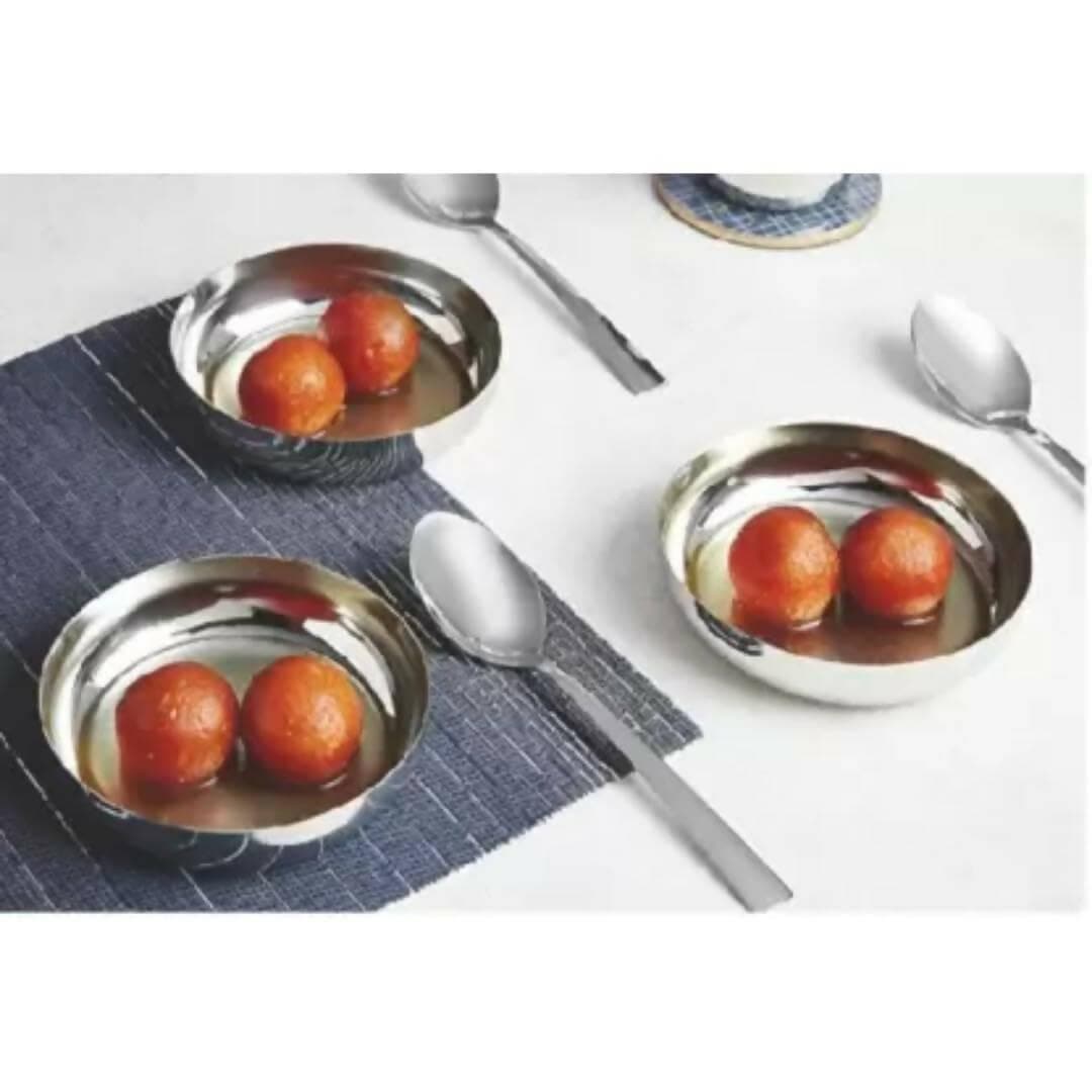 SHINI LIFESTYLE Stainless Steel Plates with Spoon Set (8) - HalfPe