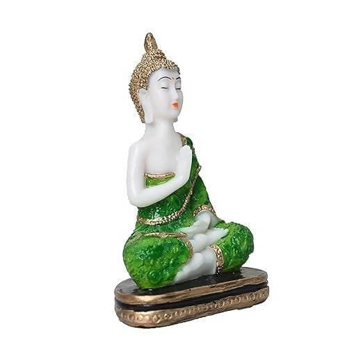 KariGhar Antique Meditating Buddha Statue Idol Perfect for Home | Prayer Room | Living Room | Decoration & Gifting (A0107 (Green)) - HalfPe