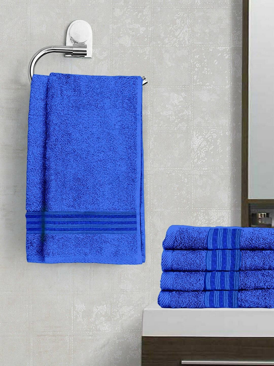 Lushomes Hand Towel, Hand Towel Set of 6, Royal Blue Cotton Hand Towel Sets 475 GSM, Small Towel for Hand, Kitchen, GYM, Wash Basin(40 x 60 cms, Pack of 6) - HalfPe