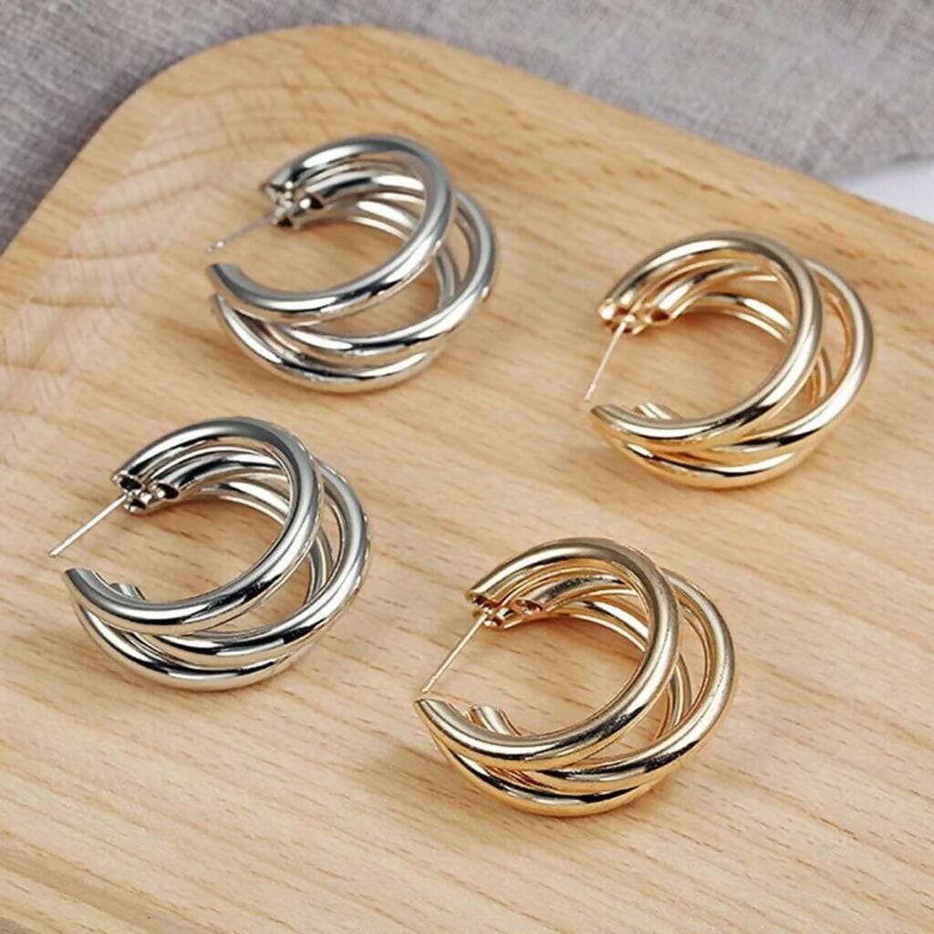 Pinapes New Style Triple Hoop Earrings (Set of 2) - HalfPe