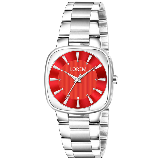 LOREM Red Professional Analog Watch For Women LR304 - HalfPe