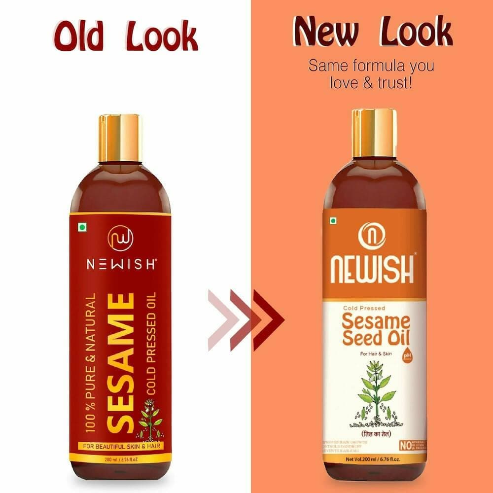 Newish Cold Pressed Sesame oil for Hair, Skin and Massage (pack of 2 X 200ML) - HalfPe