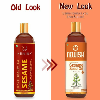 Newish Cold Pressed Sesame oil for Hair, Skin and Massage (pack of 2 X 200ML) - HalfPe