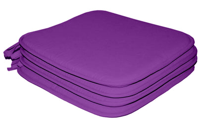 Lushomes Chair Pads set of 4, Purple, Reversible, driver seat cushion for car, dining chair cushion, cushion for car, tie up cushions for chairs, (15x15 Inch, 1/2 Inch Foam Height, 4 Strings, 4 Pc) - HalfPe