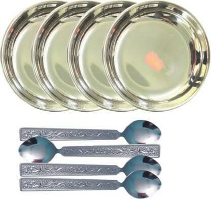 SHINI LIFESTYLE Halwa Dish Plates With Spoon Set (Pack of 8) - HalfPe