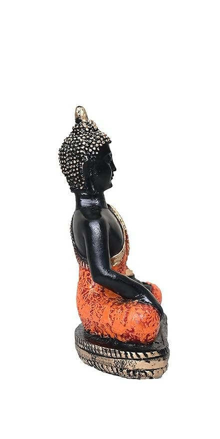 KariGhar Antique Meditating Buddha Statue Idol Perfect for Home | Prayer Room | Living Room | Decoration & Gifting (A0104 (Orange)) - HalfPe