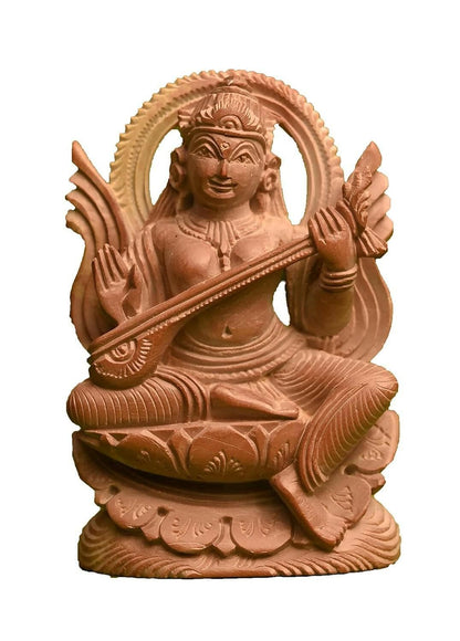 KariGhar Stone Hand Carved Saraswati, Sharda Idol - HalfPe