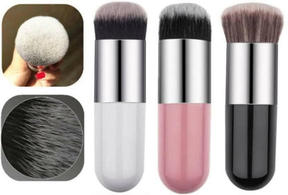 Bingeable Foundation Round Makeup Brush Flat Top for Face - Perfect For Blending Liquid, Cream or Flawless Cosmetics - Buffing, Stippling, Concealer (Pack of 3) - HalfPe