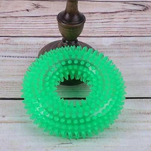 Squeaky Sound Rubber Dental Puppy Teething Spike Ring, Chew Toy (Multi-color) - HalfPe