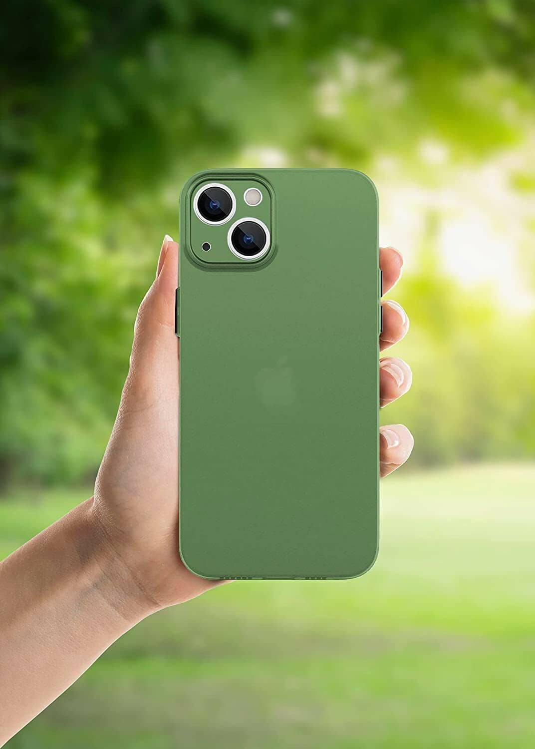 SQUIF Silicone Flexible Soft Ultra Thin Back Case For Iphone 14 Plus Cover|Semi Transparent,Full Camera Protection (Green) - HalfPe